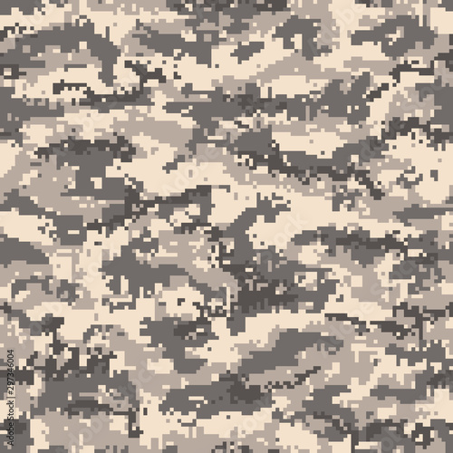 Brown desert digital camouflage, seamless pattern. Vector