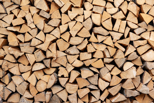Quadro su tela Chopped wood as an abstract background.