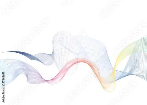 Abstract colorful wave line flowing isolated on white background for design elements in concept technology, music, science, A.I.