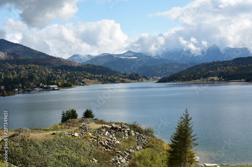 View of Colibita lake in Carpathian mountains in Romania, Transylvania, Bistrita Nasaud county. photo