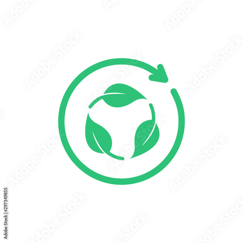 Green biodegradation icon. Biodegradable recyclable. photo