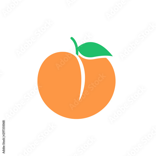 Peach icon. Vector orange fruit.