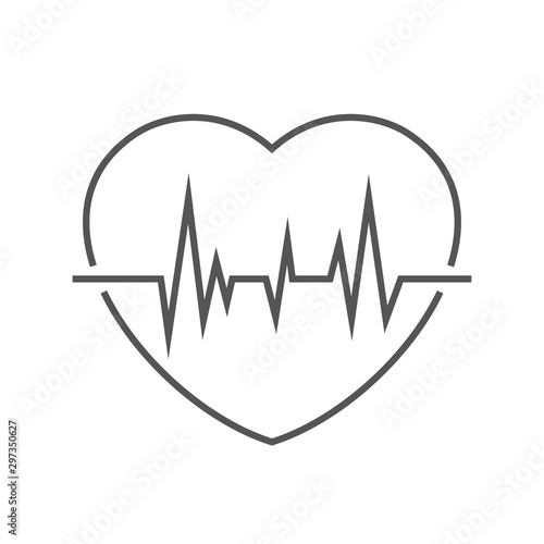 Image of a heart with a pulse. Linear vector icon. EPS 10