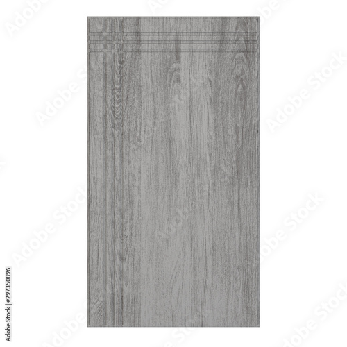 Wooden furniture door isolated on white background. 3D rendering.