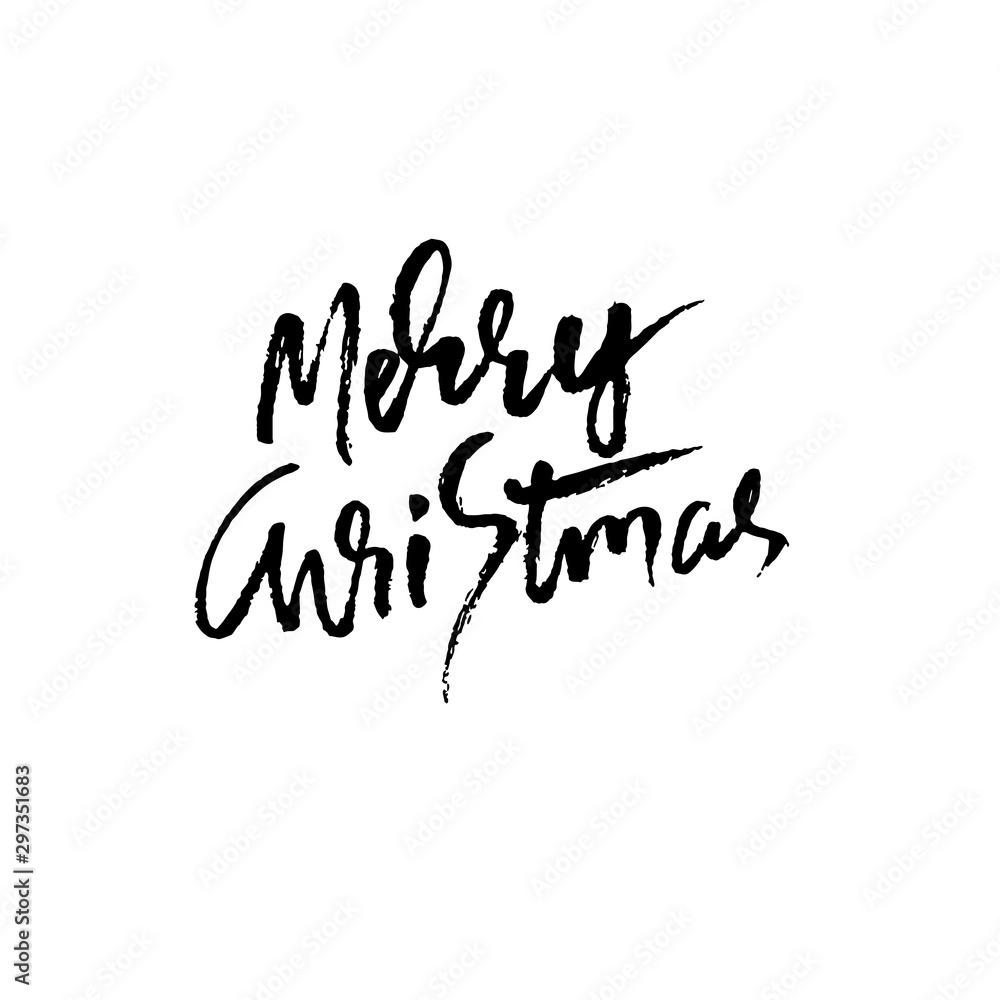 Merry Christmas. Holiday modern dry brush ink lettering for greeting card. Vector illustration. Merry Christmas. Holiday modern dry brush ink lettering for greeting card. Vector illustration.