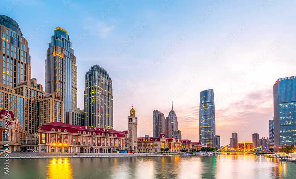 Fototapeta premium Tianjin modern architecture landscape skyline..