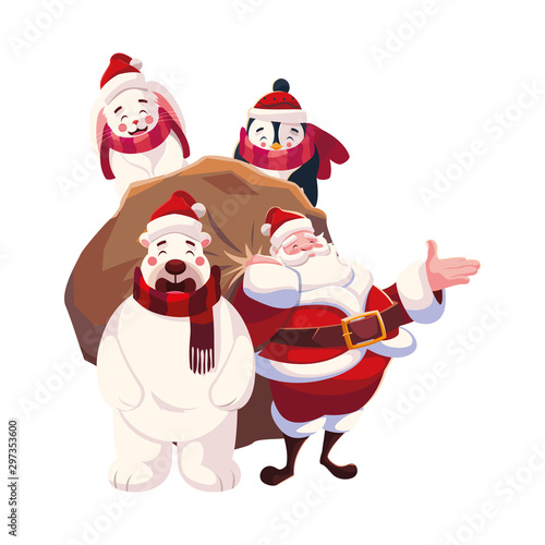 christmas card of santa claus with bag of gifts © djvstock