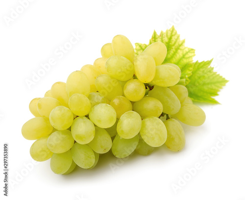 Ripe grapes with leaves.