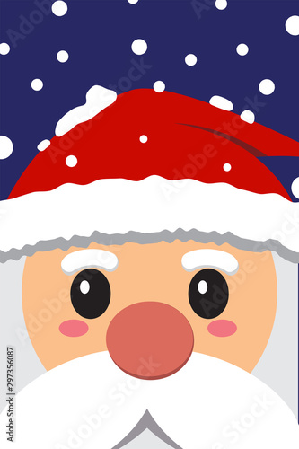Wallpaper Mural Close up of Santa claus face with snow in blue background- Vector illustration- Vector illustration Torontodigital.ca