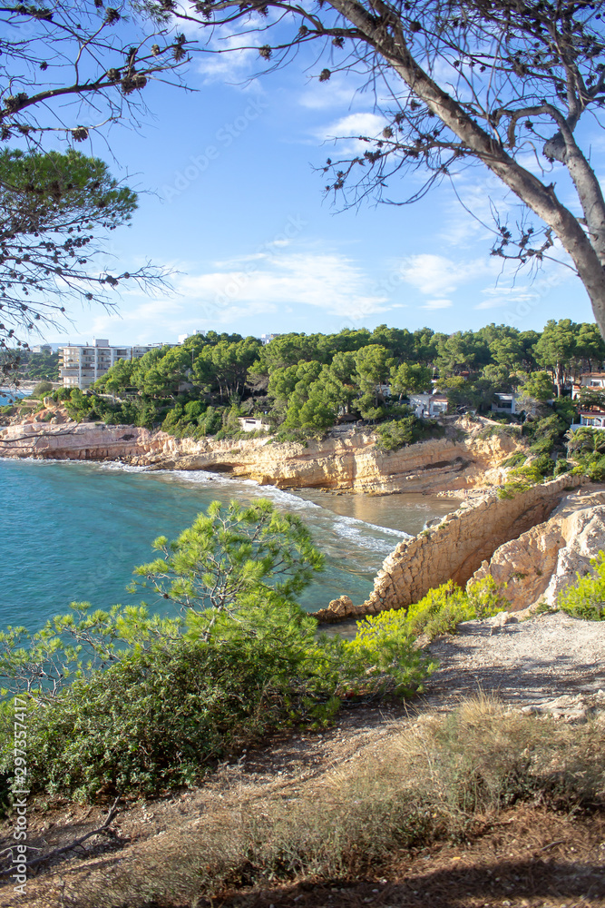 Fototapeta premium Beautiful coast of Spain Mediterranean sea Costa Dorada