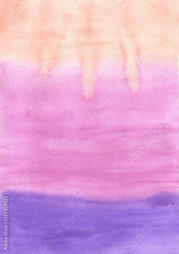 Abstract purple and pink color grunge watercolor hand painting background.