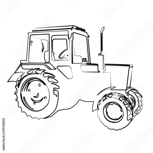 traktor contour vector illustration isolated