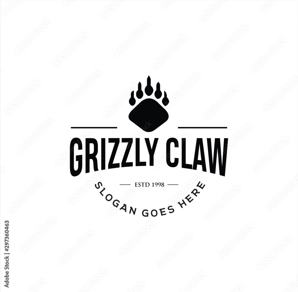 Grizzly Claw Logo . bear claw Logo Vintage illustration . Wild Claw