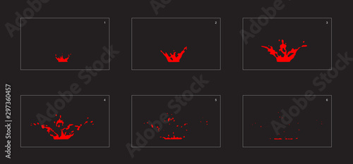 Dripping fire splash special effect animation frames sprite sheet. fire drop burst effect for animation, games, cartoon or something else.