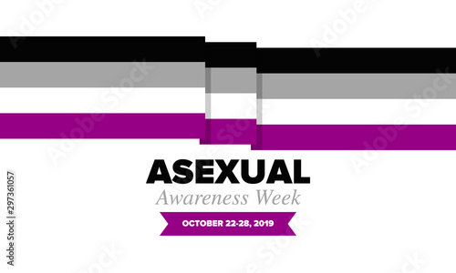 Asexual Awareness Week. International campaign to educate individuals about asexual. Celebrated annual in October. Asexual color flag. Poster, card, banner and background. Vector illustration