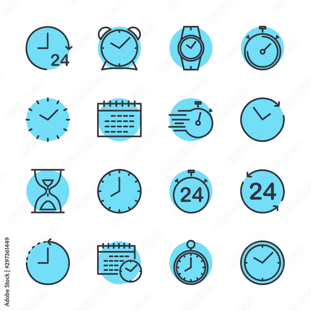 Simple Set of Time icon template color editable. Contains such Icons as Time Inspection, Log, Calendar and more symbol vector sign isolated on white background for graphic and web design. Simple Set of Time icon template color editable. Contains such Icons as Time Inspection, Log, Calendar and more symbol vector sign isolated on white background for graphic and web design.