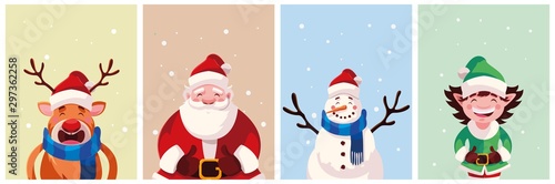bundle christmas cards with icons set