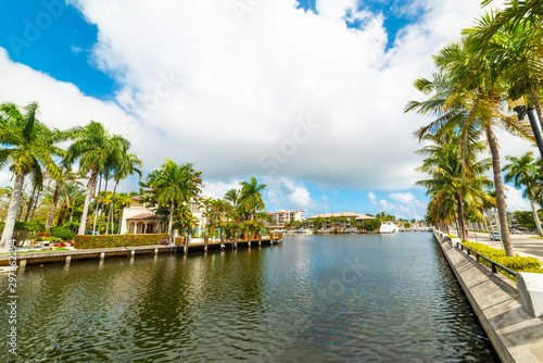 Cloudy sky over Las Oslas isles in Fort Lauderdale