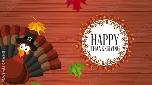 happy thanksgiving celebration with turkey