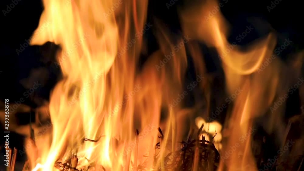 fire burning stubble in the field