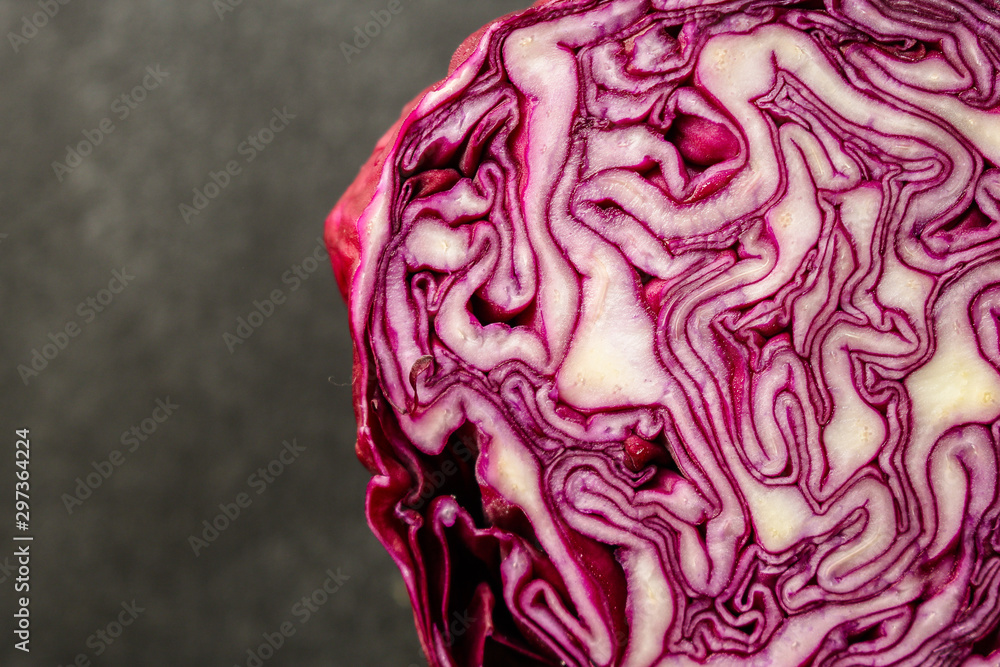 Obraz premium red cabbage, raw vegetables healthy salad (coleslaw, delicious snack or blue cabbage) menu concept. food background. copy space. Top view