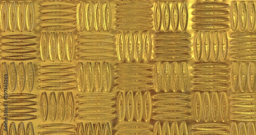 Fototapeta premium Golden foil background. Gold texture 3D rendering image