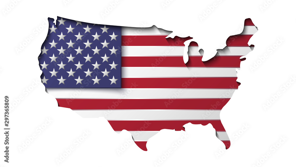 The United States of America. Flag.outline map of America . 3d rendering . vector illustration . The United States of America. Flag.outline map of America . 3d rendering . vector illustration .