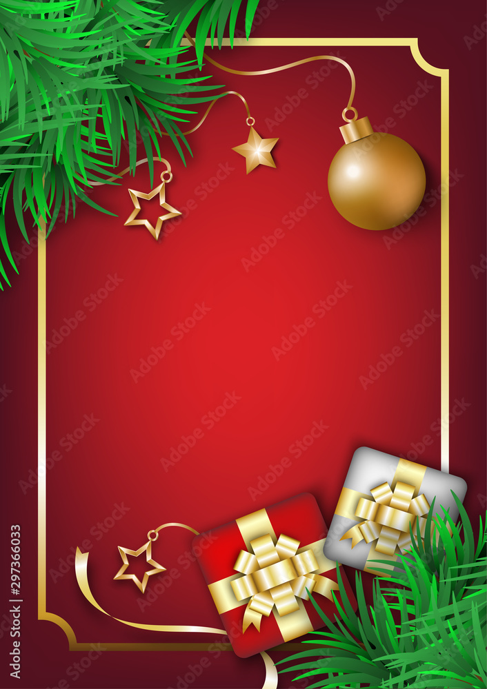 Christmas and new year background with festival decoration object and copy space for advertising poster and banner design layout