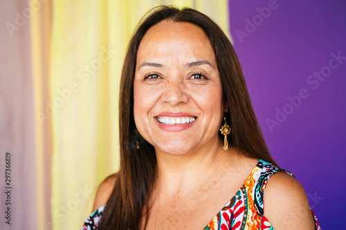 Portrait of Latina woman/mother in studio environment photo