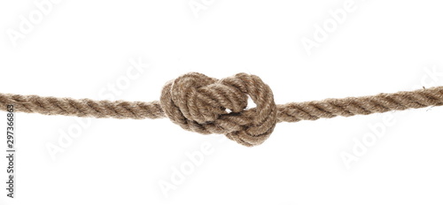 Rope and knot isolated on white background and texture, with clipping path