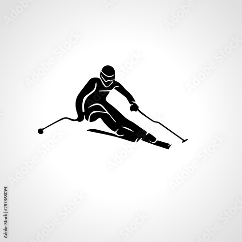 Giant Slalom Ski Racer silhouette. Vector illustration