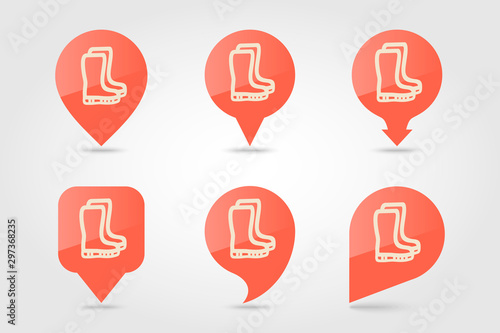 Rubber boots, gumboots, wellies pin map icon