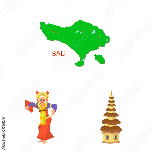 Isolated object of bali and indonesia logo. Collection of bali and caribbean vector icon for stock.