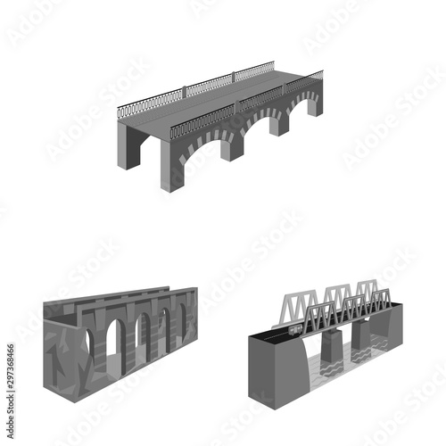 Vector design of connection and crossing sign. Set of connection and design stock vector illustration.