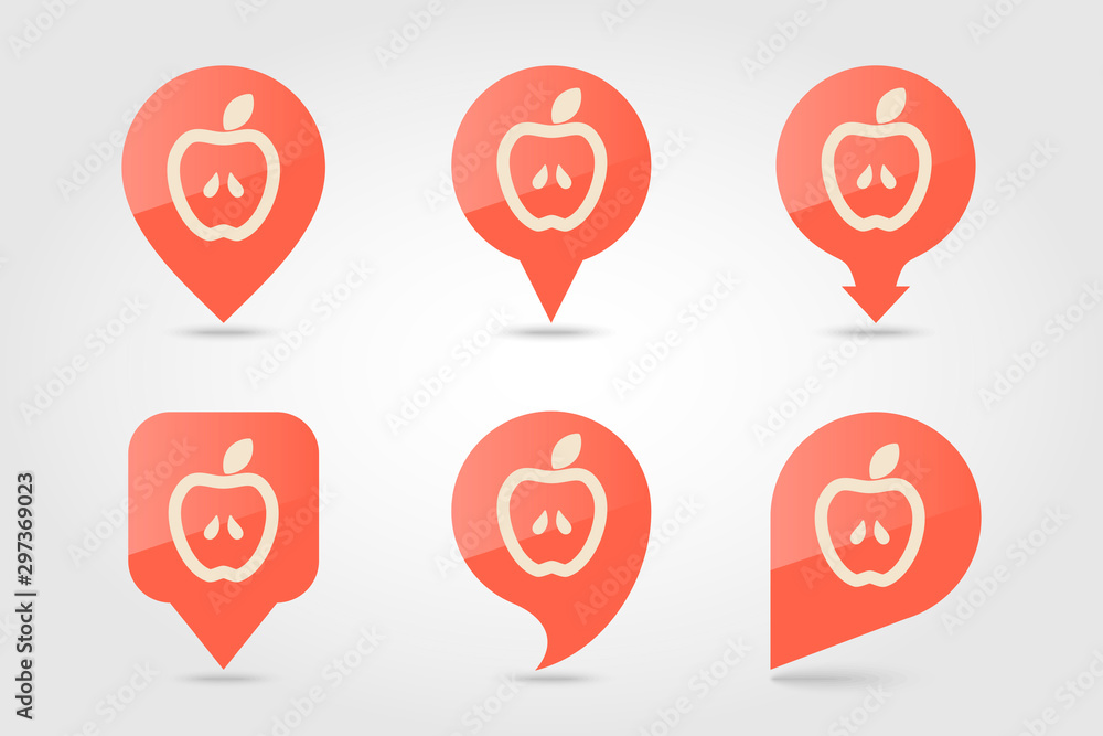 Apple flat pin map icon. Map pointer Apple flat pin map icon. Map pointer