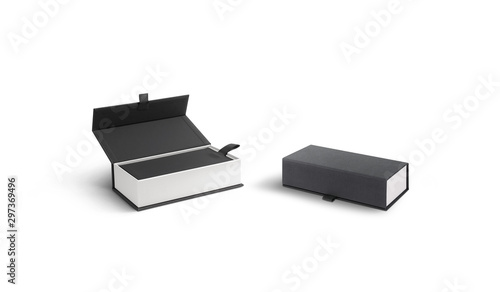 Foto Blank opened and closed white case with gray lid mockup,