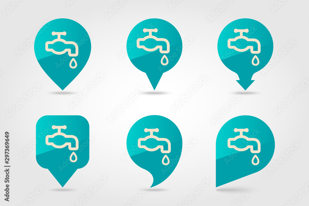Faucet flat vector pin map icon Faucet flat vector pin map icon