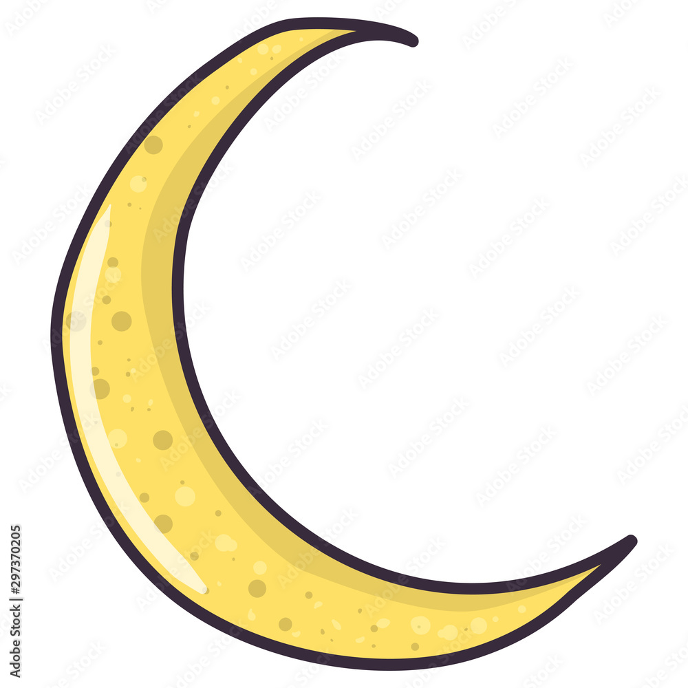 Crescent moon illustration icon in abstract style. Astrology, astronomy, stars. Bright vector illustration. Crescent moon illustration icon in abstract style. Astrology, astronomy, stars. Bright vector illustration.