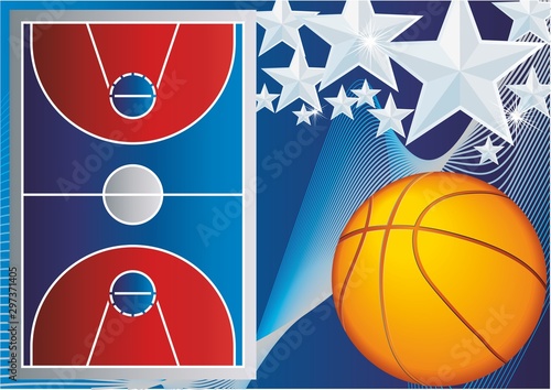 Basketball, ball and basketball field, vector illustration for posters, presentations, information, poster
