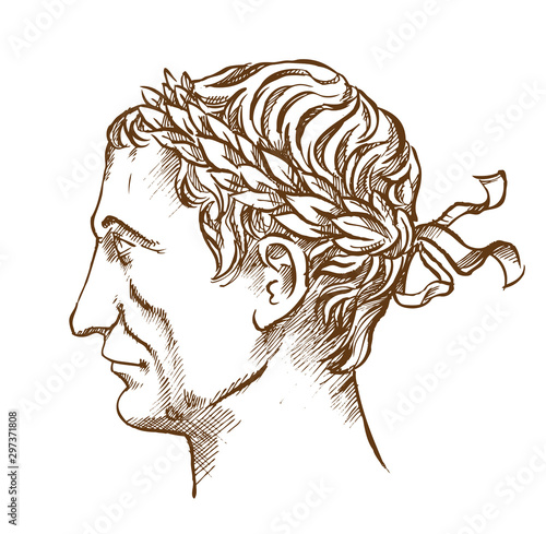Julius Caesar,  Roman politician and general vintage line drawing