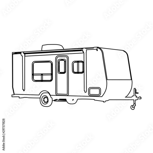 camper contour vector illustration isolated