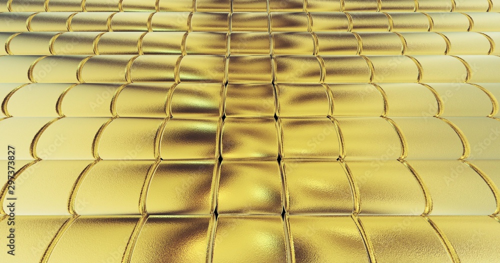Naklejka premium gold foil tiles texture background 3D rendering