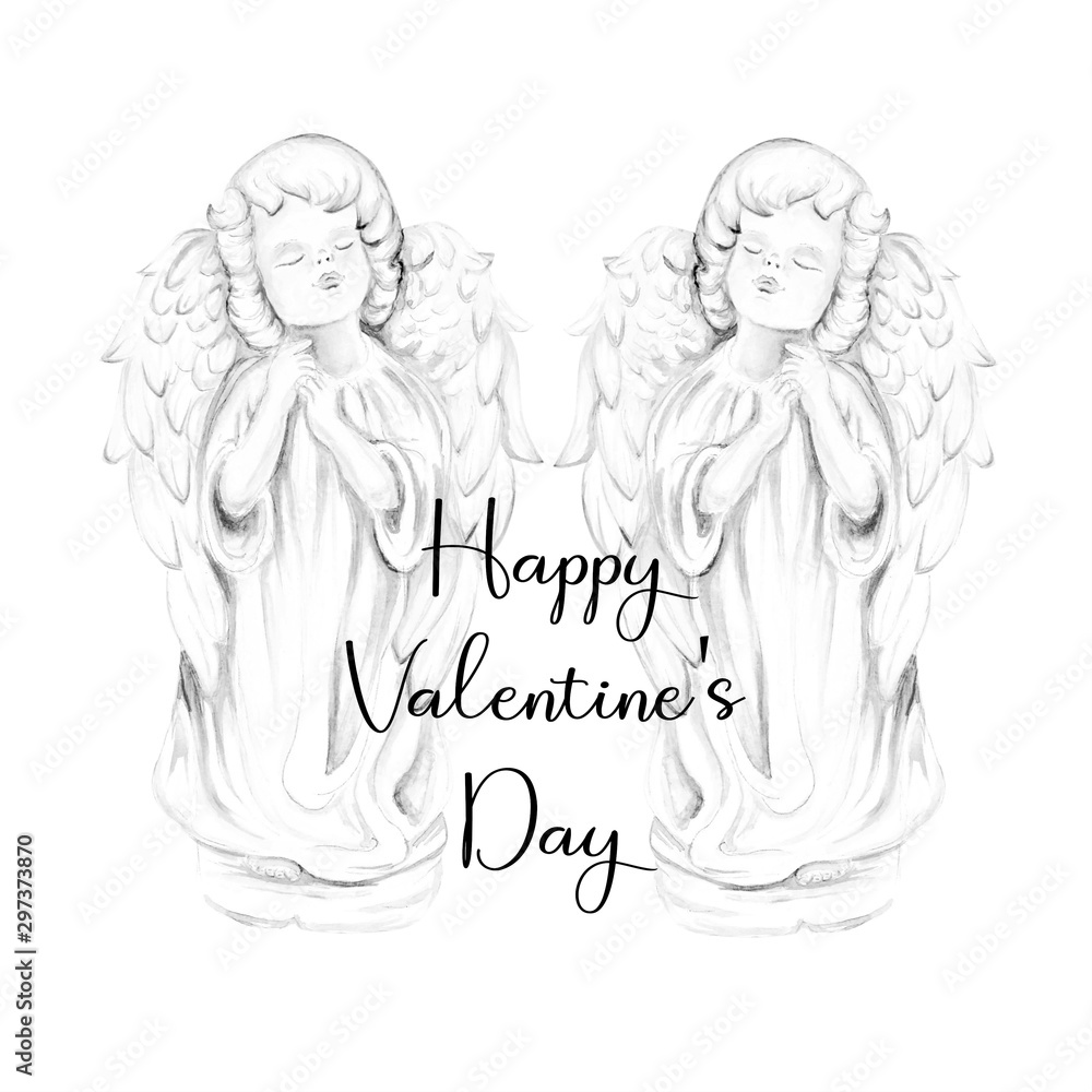 Cute angel, water color, art illustration Cute angel, water color, art illustration