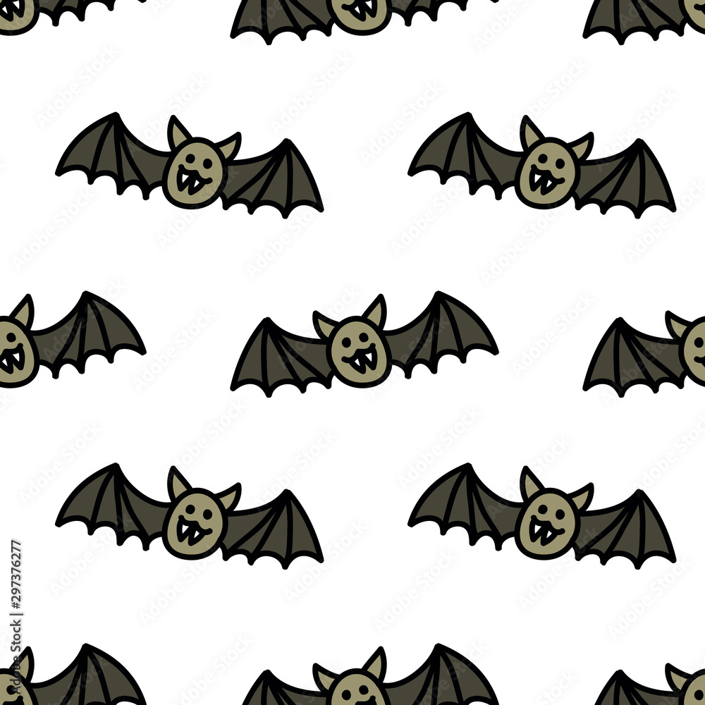 bat seamless doodle pattern, vector illustration