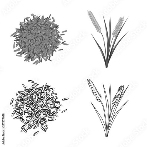 Isolated object of crop and ecological symbol. Collection of crop and cooking stock symbol for web.