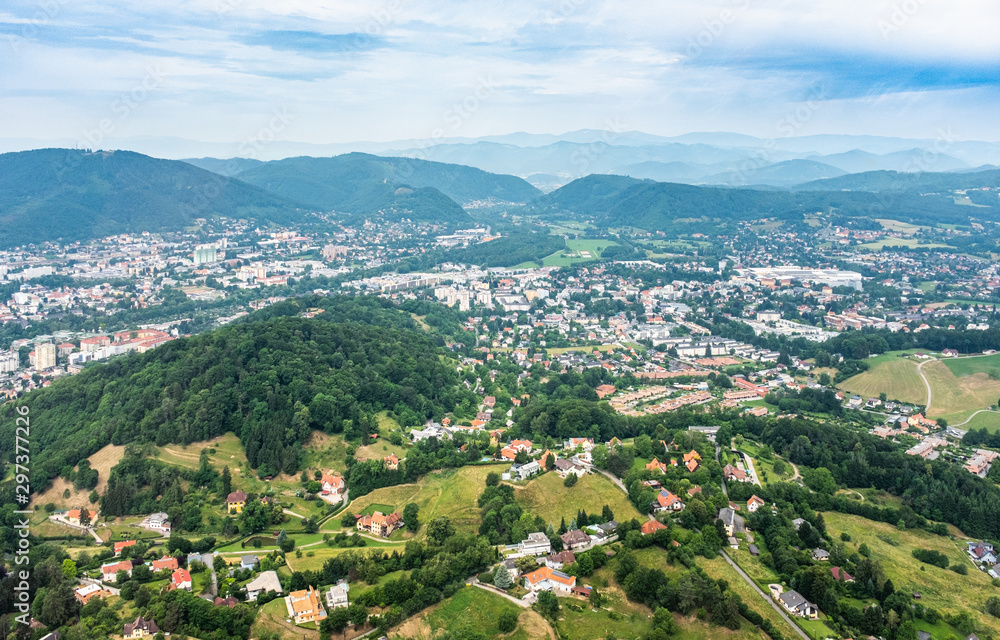 City Graz aerial view with district Andritz in Styria, Austria
