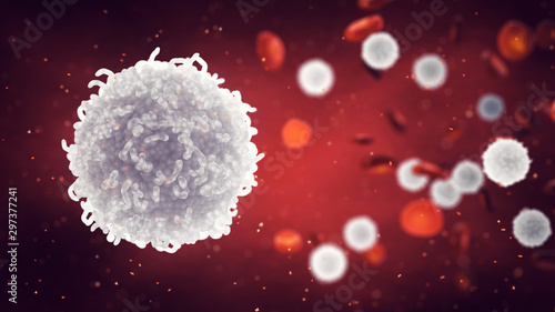 Bild auf Leinwand White and red  blood cells, Leukocytes , Immune system and Infectious diseases