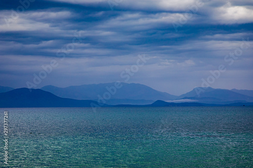 View from Perivoli harbor on Corfu island