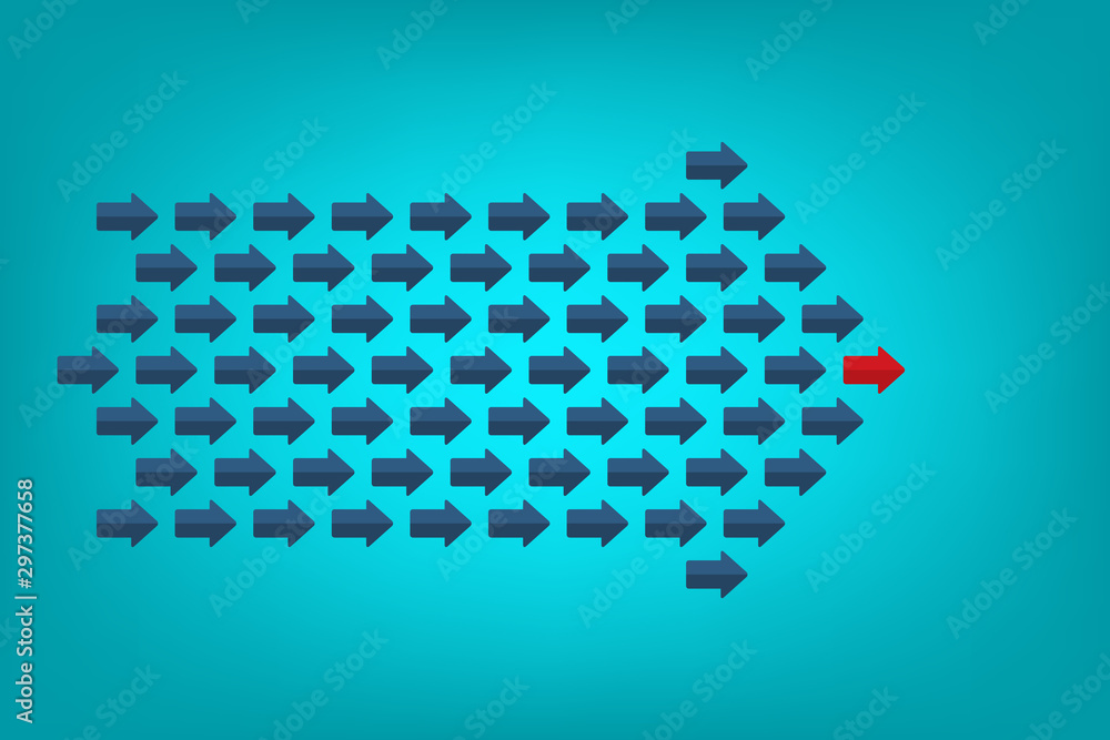 Red arrow as a leader among others, leadership, teamwork, motivation, stand out of the crowd concept, EPS10 vector Red arrow as a leader among others, leadership, teamwork, motivation, stand out of the crowd concept, EPS10 vector