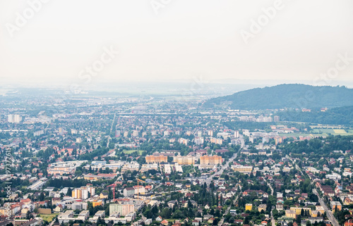 Fototapeta Naklejka Na Ścianę i Meble -  City Graz aerial view with district Eggenberg in Styria, Austria